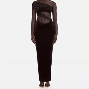 Asymmetric Cutout Black Maxi Dress